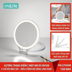 Gương trang điểm led gấp gọn 2 mặt miLife NV508