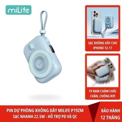 Pin sạc dự phòng từ tính miLife P19ZM 10000mAh không dây 22.5W