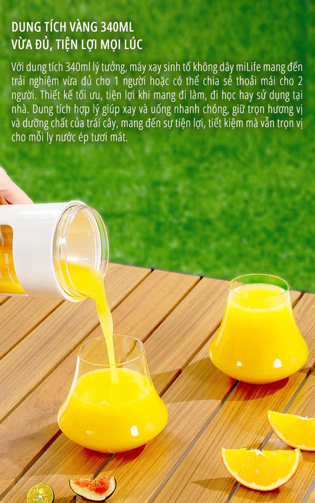 Máy xay sinh tố cầm tay 340mL xay được đá viên