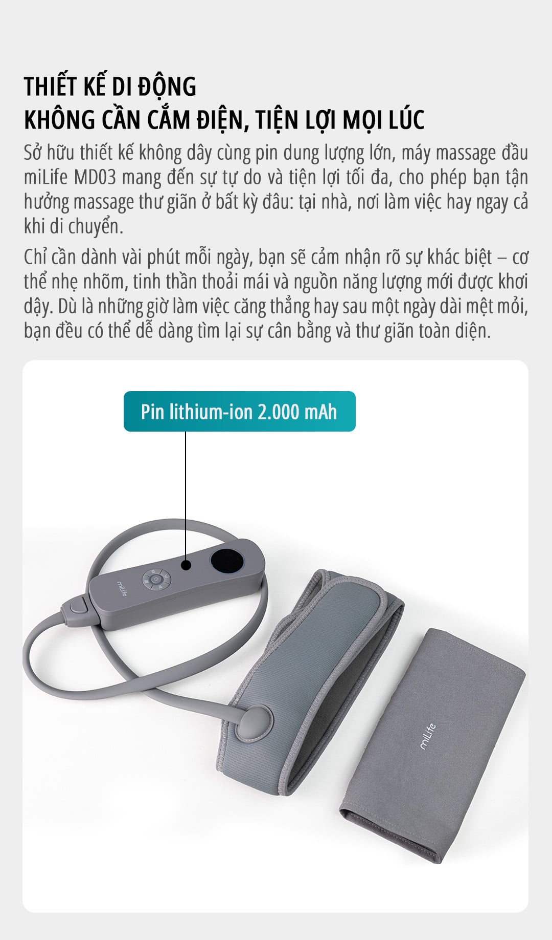 Máy massage bóp đầu miLife MD03 thiết kế tinh tế