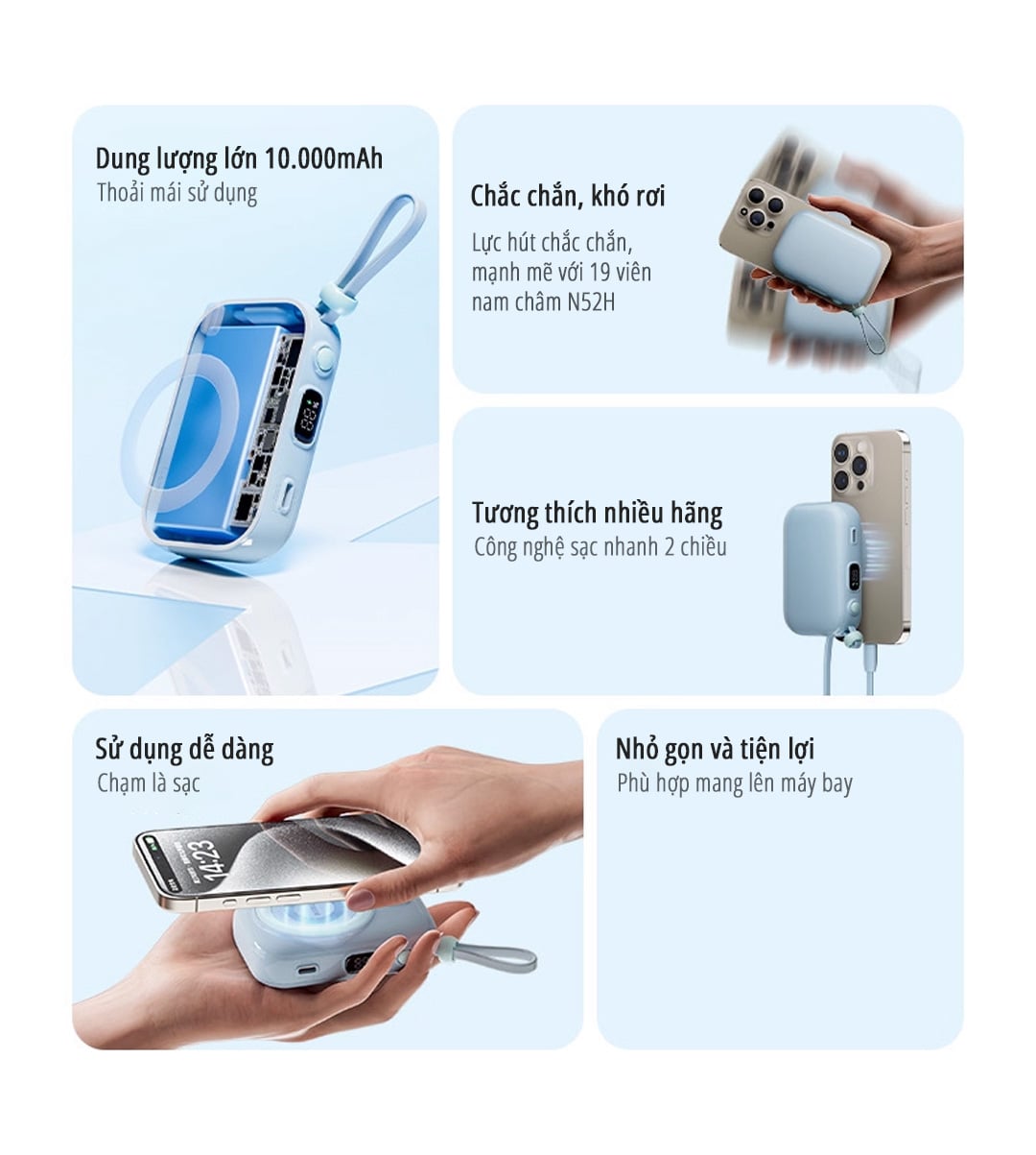 Pin sạc dự phòng từ tính miLife P19ZM ưu điểm