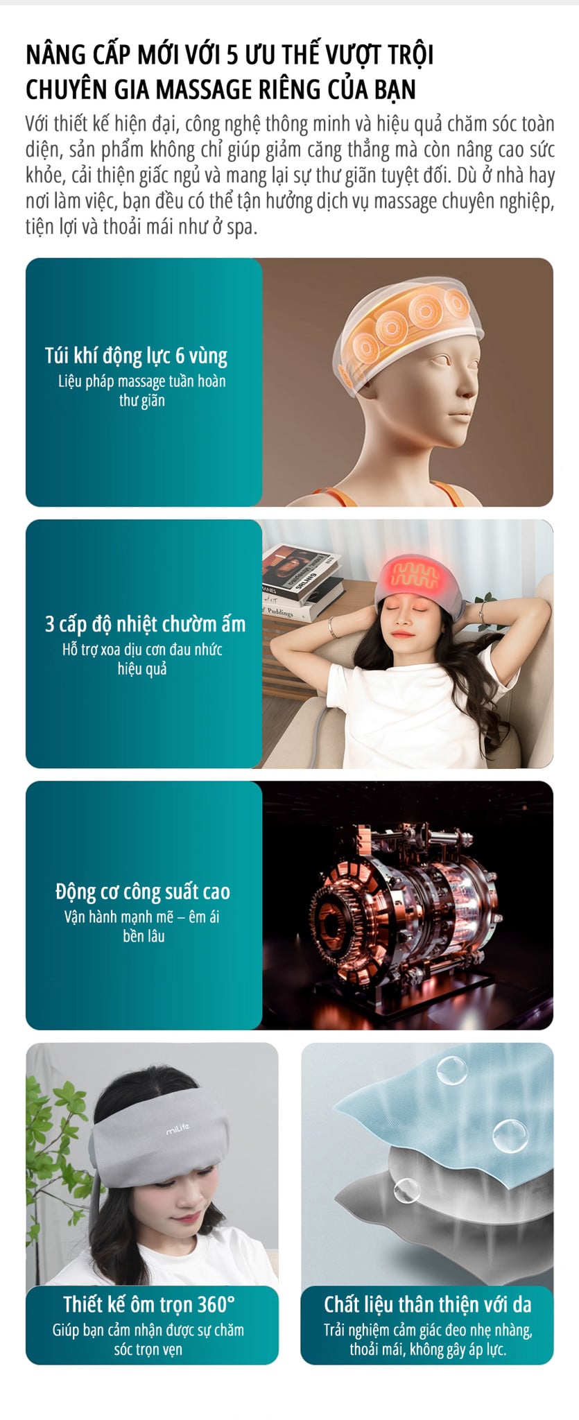 Máy massage bóp đầu miLife MD03 ưu điểm nổi bật