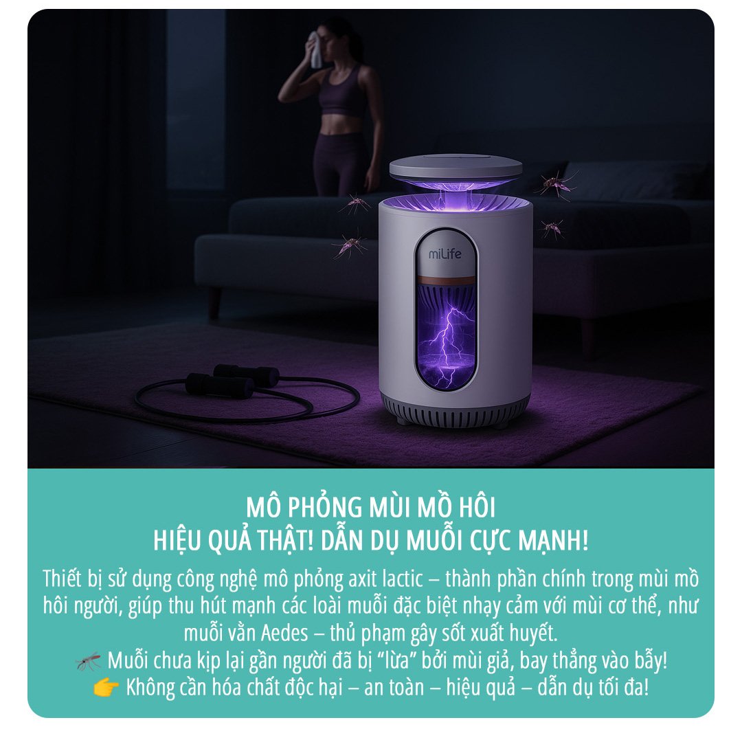 Máy bắt muỗi thông minh miLife K5P 2 trong 1 hiệu quả
