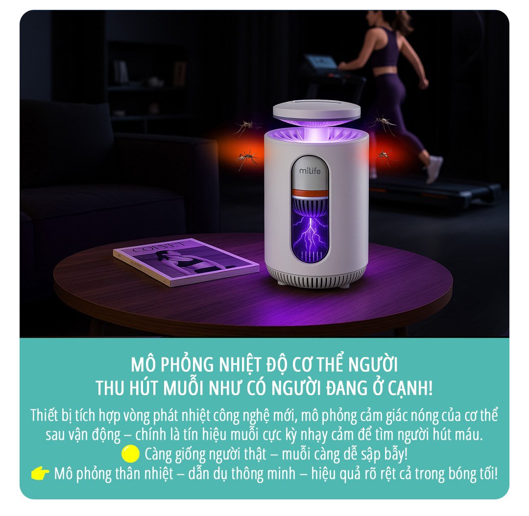 Máy bắt muỗi thông minh miLife K5P 2 trong 1 nhiệt độ