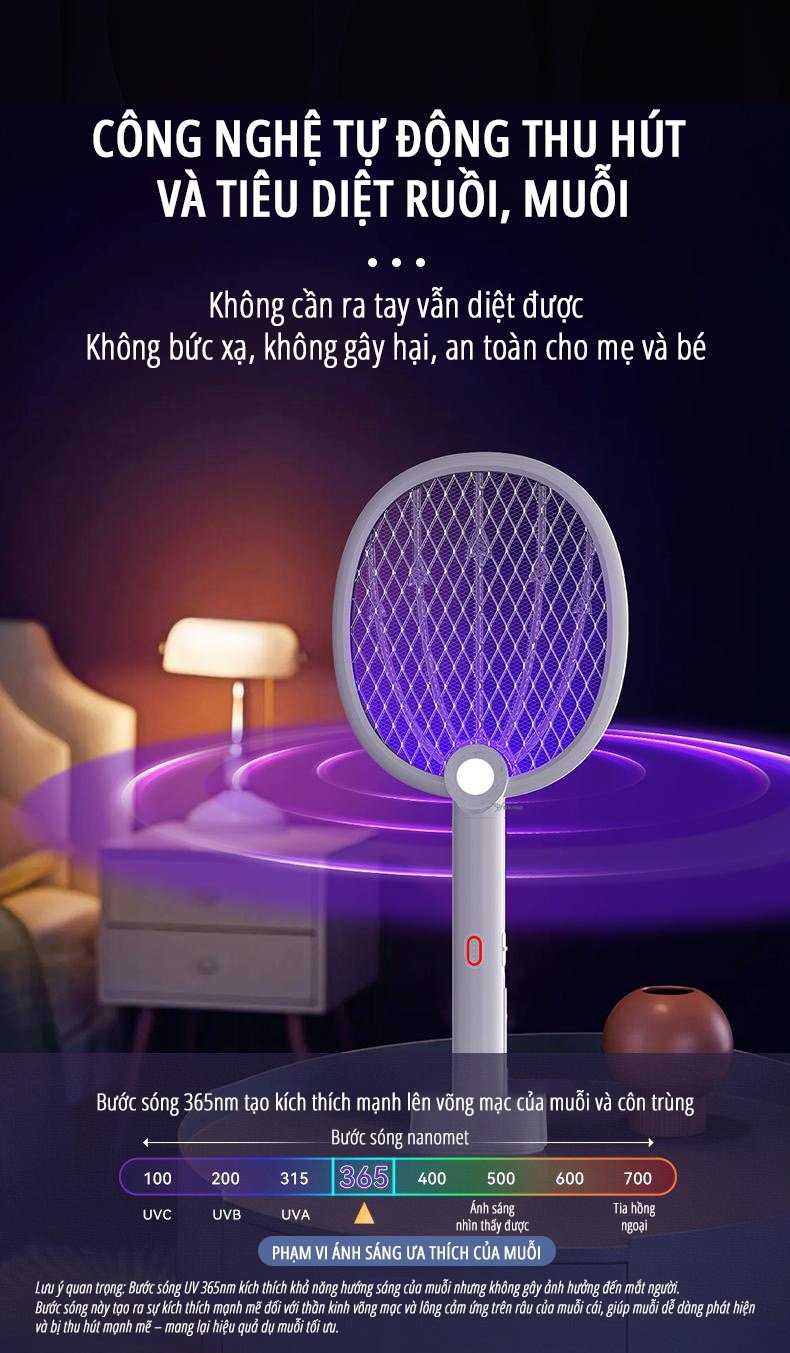 Vợt bắt muỗi kiêm đèn muỗi miLife B2 công nghệ