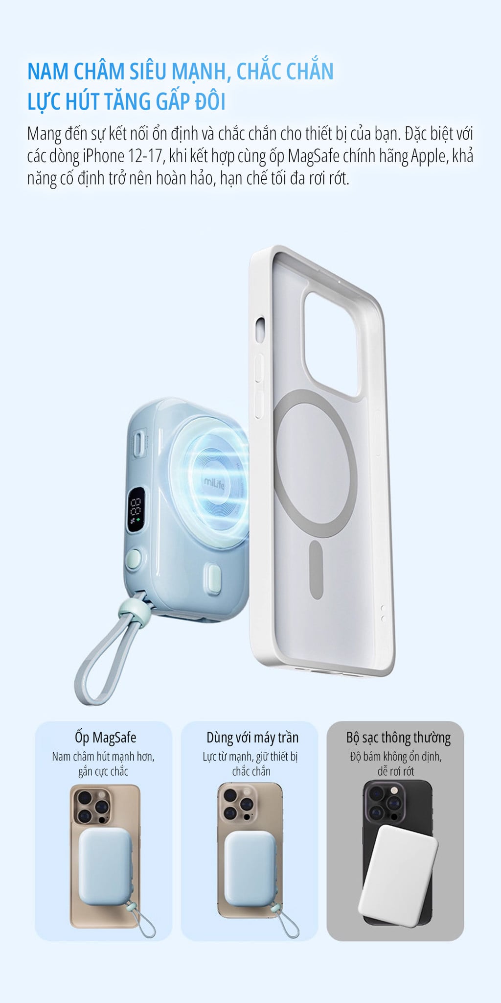 Pin sạc dự phòng từ tính miLife P19ZM tiện lợi