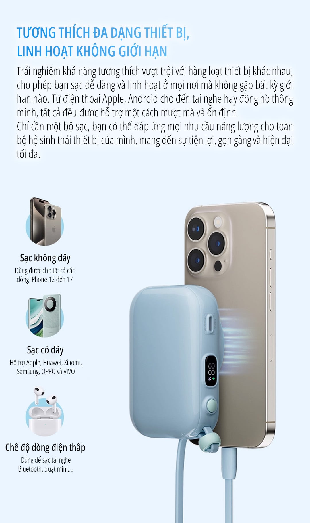 Pin sạc dự phòng từ tính miLife P19ZM tương thích