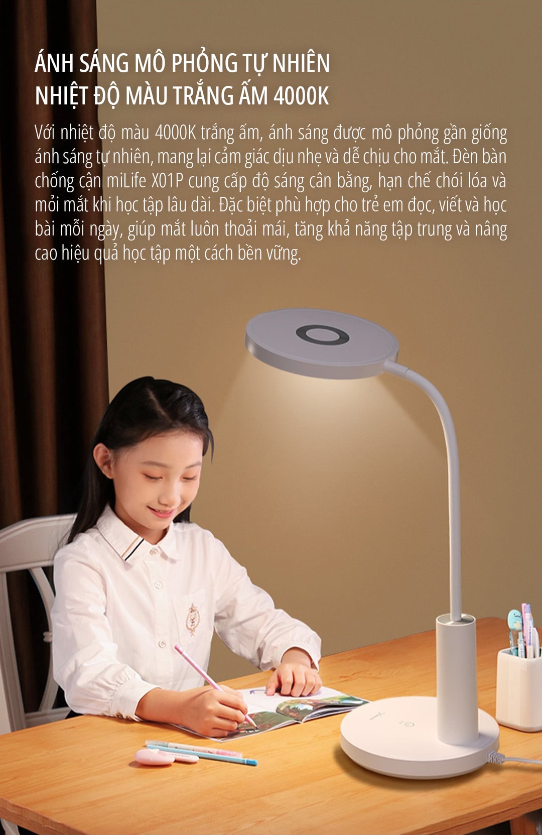 Đèn bàn chống cận miLife X01P ánh sáng tự nhiên