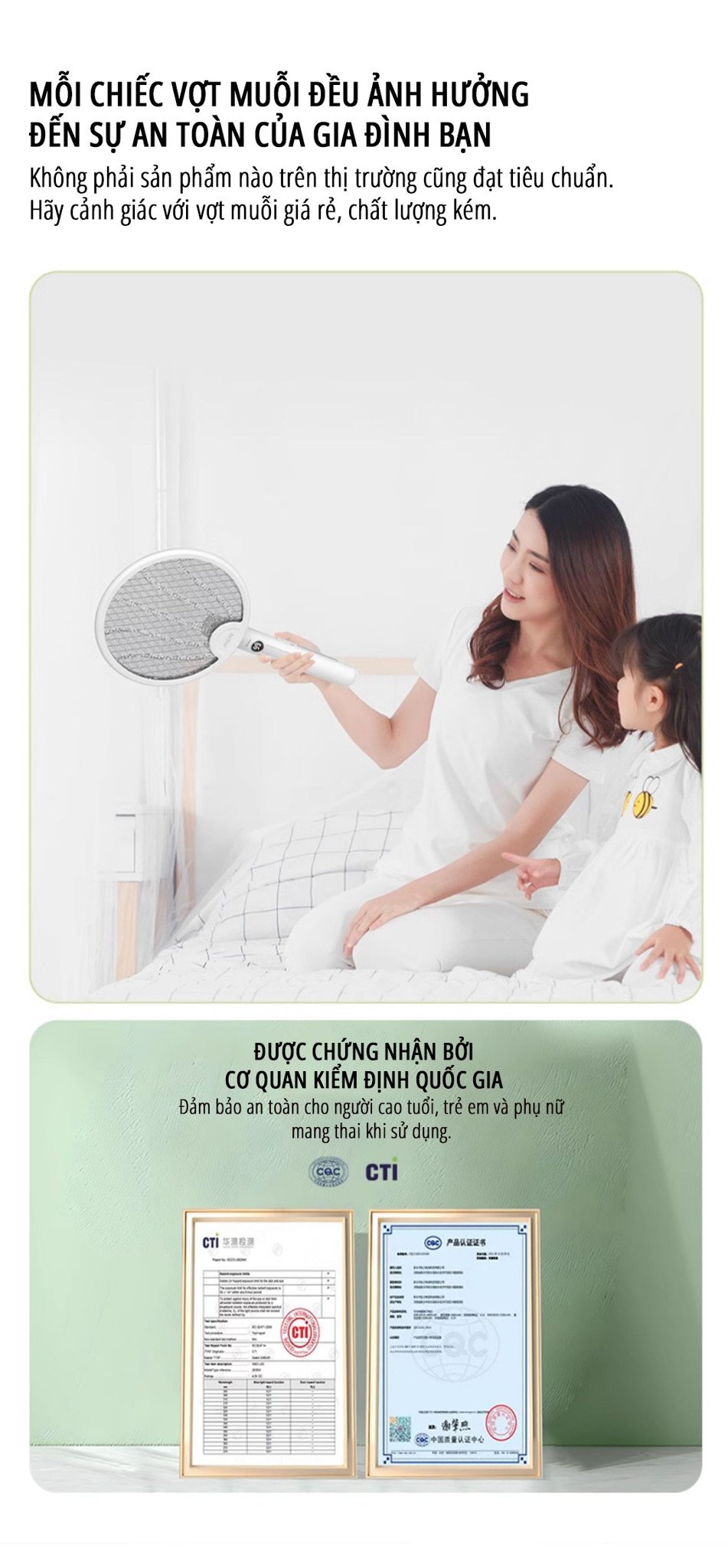 Vợt bắt muỗi kiêm đèn muỗi miLife B1 chứng nhận