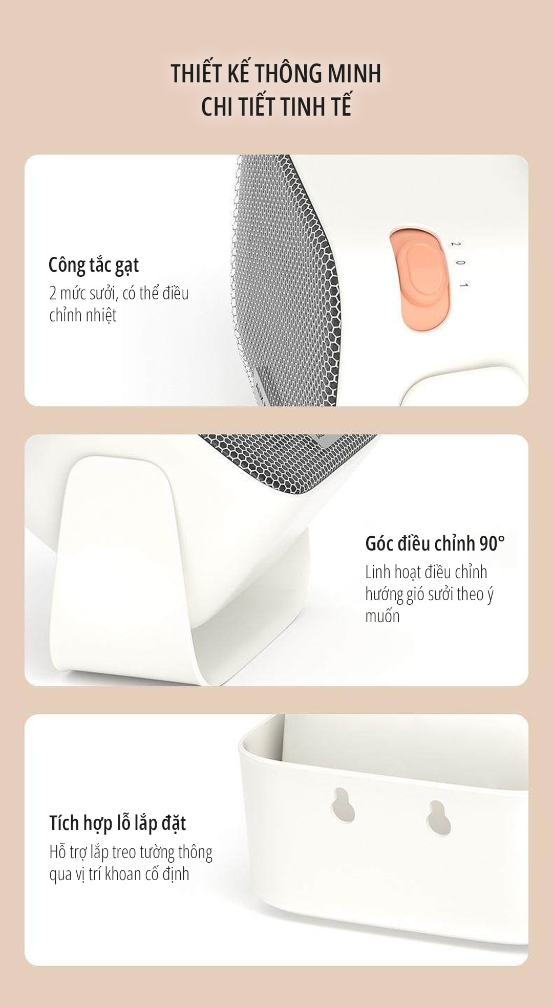 Máy sưởi gốm để bàn miLife AH41Máy sưởi gốm để bàn miLife AH41 chi tiết tinh tế