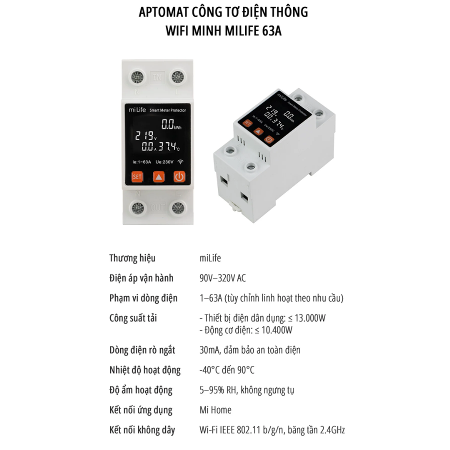 Công tơ điện thông minh wifi miLife 63A – Chính hãng - Ảnh 10
