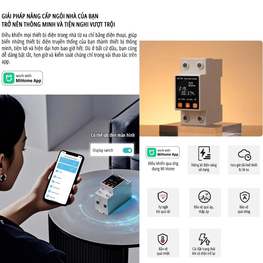 Công tơ điện thông minh wifi miLife 63A – Chính hãng - Ảnh 3