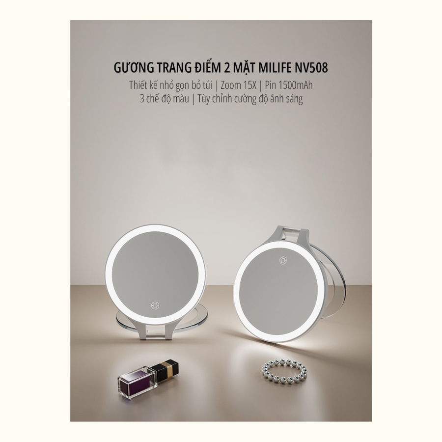 Gương trang điểm gấp gọn miLife NV508 zoom 15x - Chính Hãng - Ảnh 7