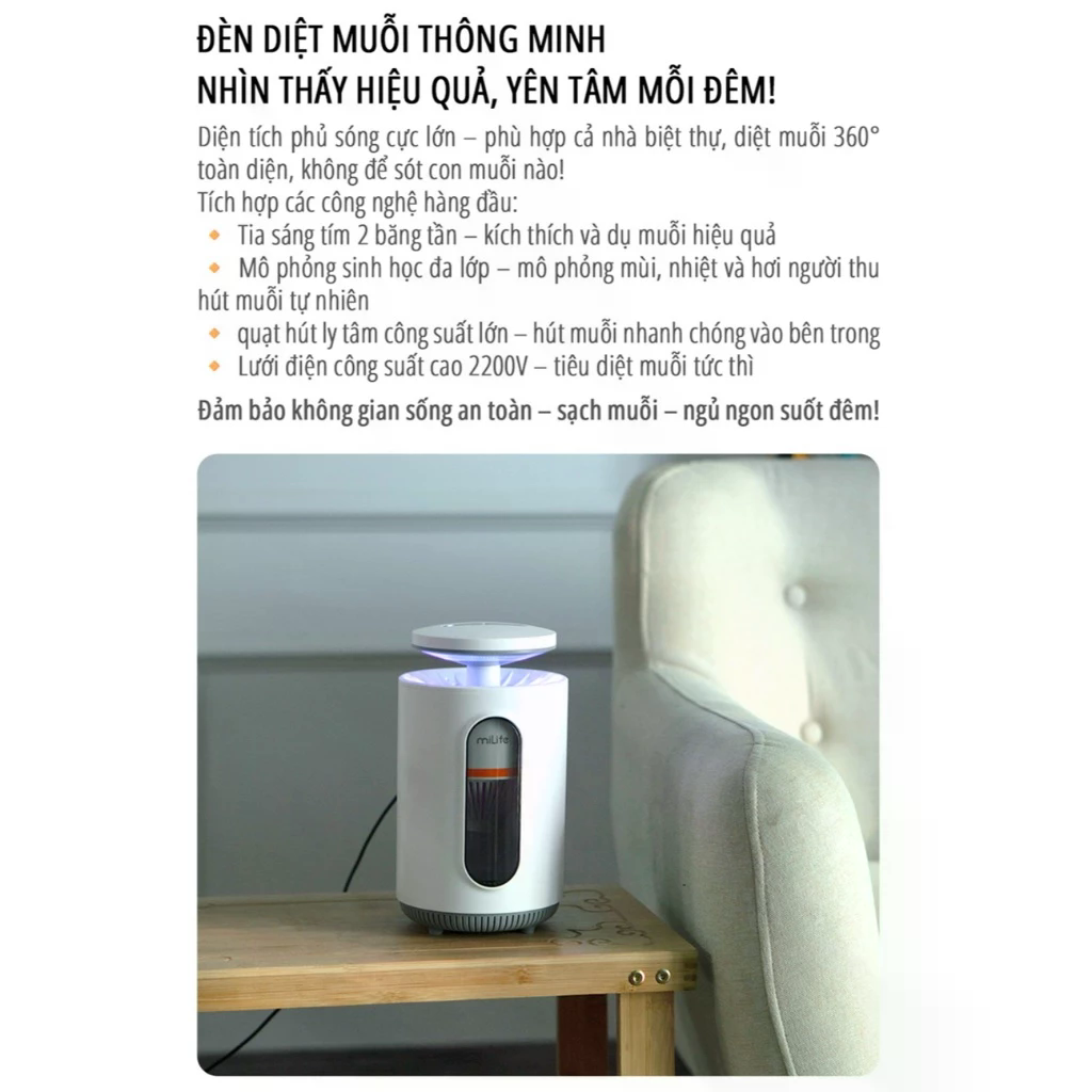 Máy bắt muỗi miLife K5P thông minh 2 trong 1 – Hàng Chính Hãng - Ảnh 5