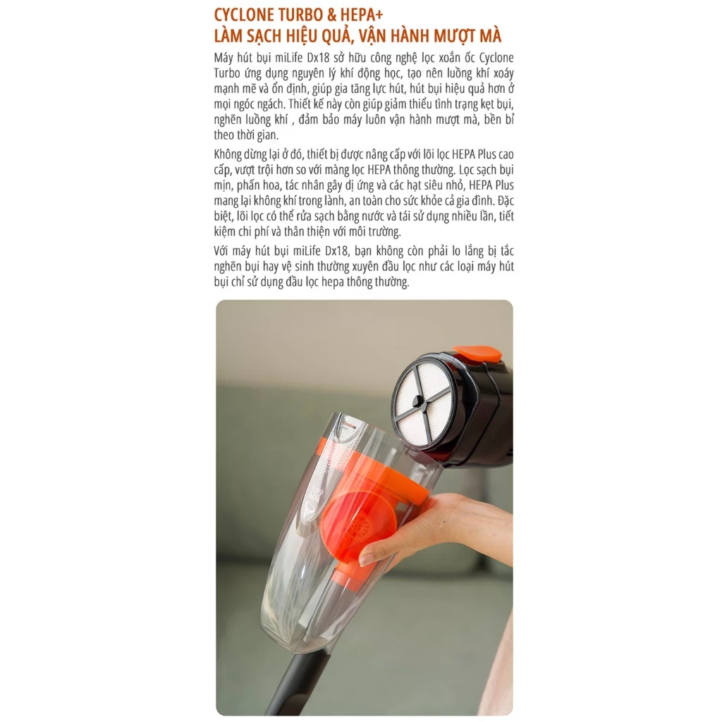 Máy hút bụi cầm tay miLife DX18 - Chính hãng - Ảnh 7