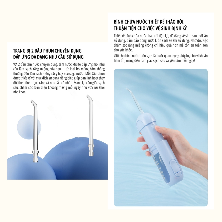 Máy tăm nước miLife MEO803 bình nước 150ml - Chính hãng - Ảnh 6