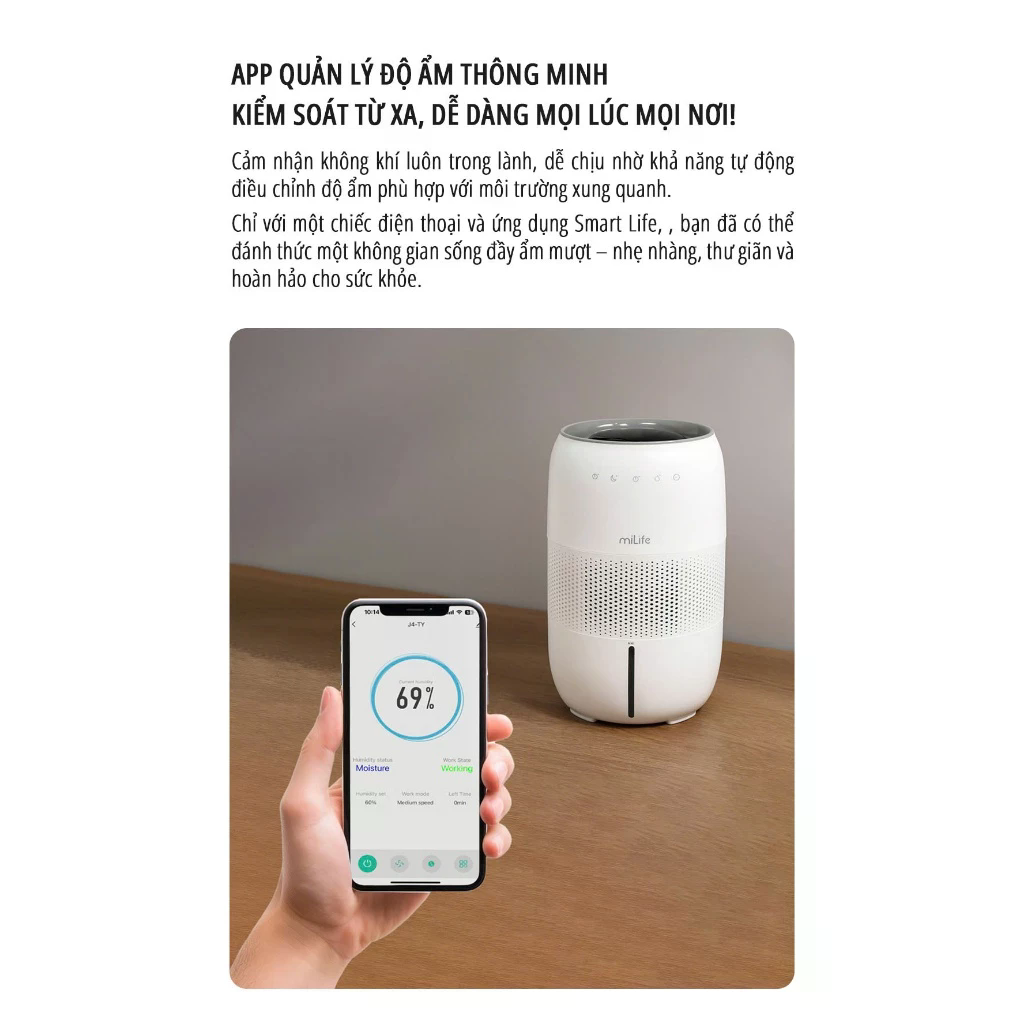 Máy tạo độ ẩm không sương miLife H5P - Hàng Chính Hãng - Ảnh 3