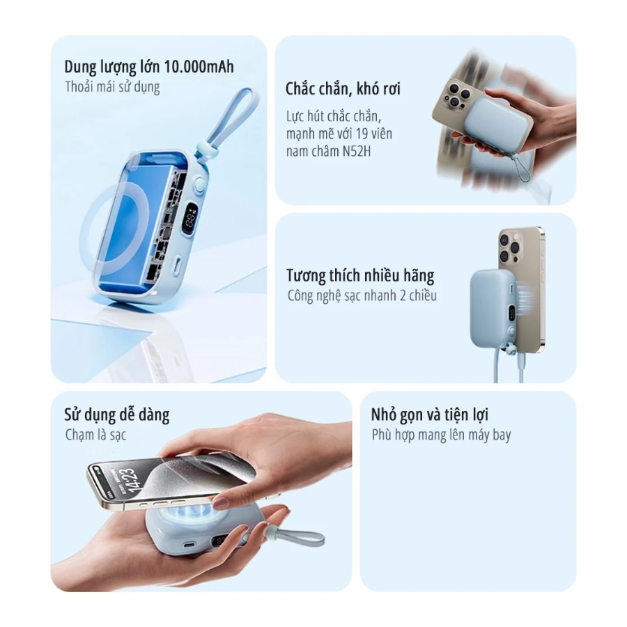 Pin sạc dự phòng từ tính miLife P19ZM 10000mAh 22.5W - Ảnh 4