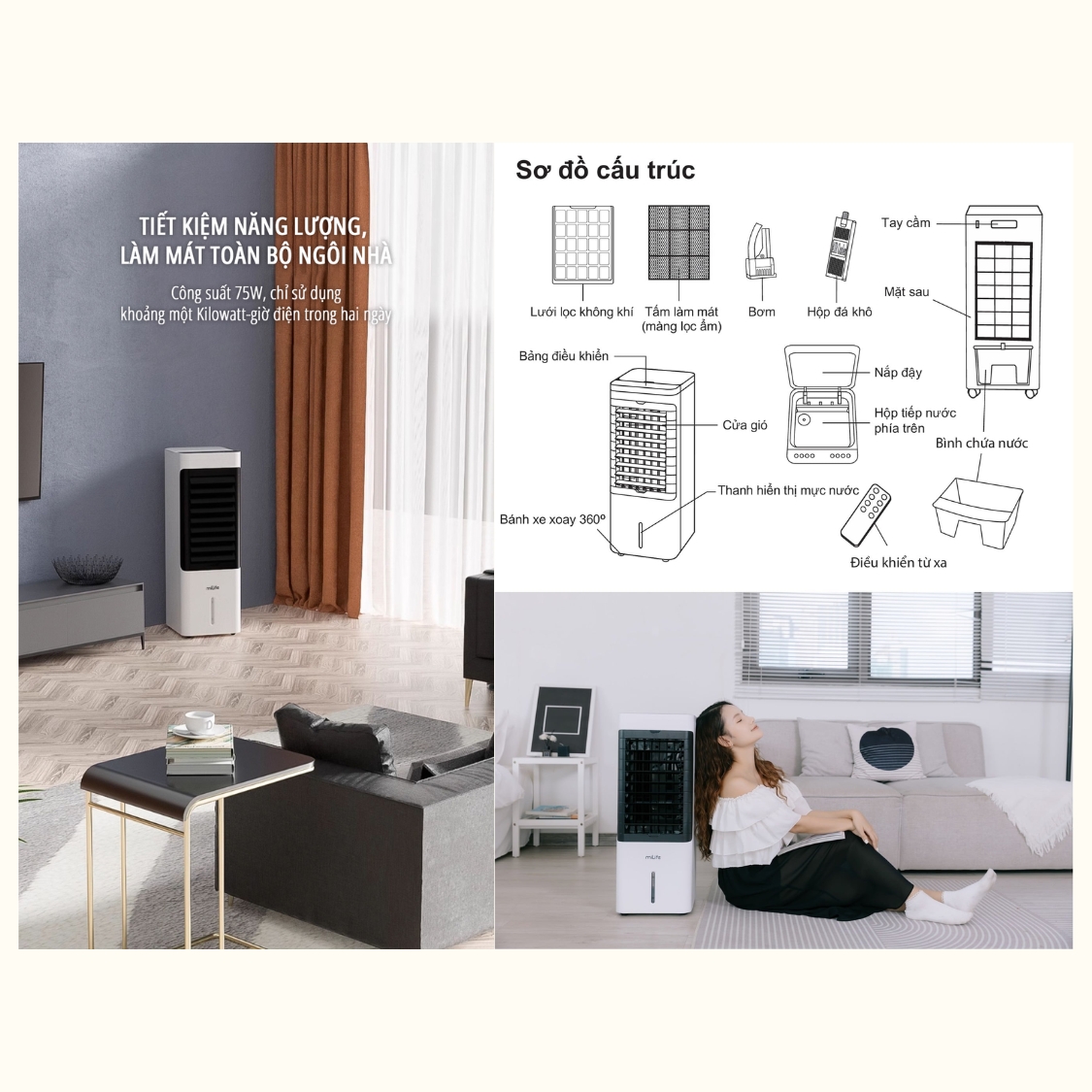 Quạt điều hòa hơi nước miLife Y3C - Chính hãng - Ảnh 4