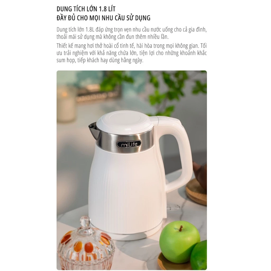 Ấm siêu tốc miLife N5 an toàn