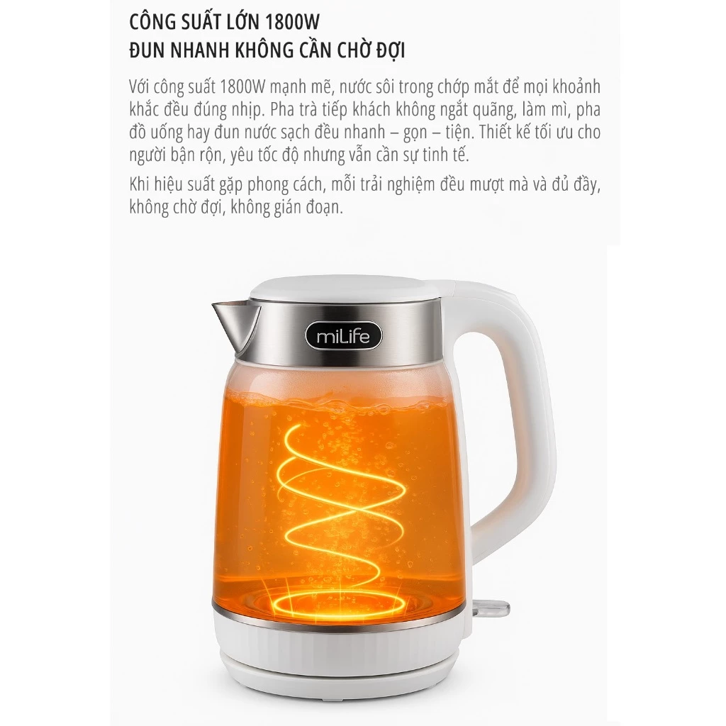 Ấm siêu tốc miLife N5 làm nóng