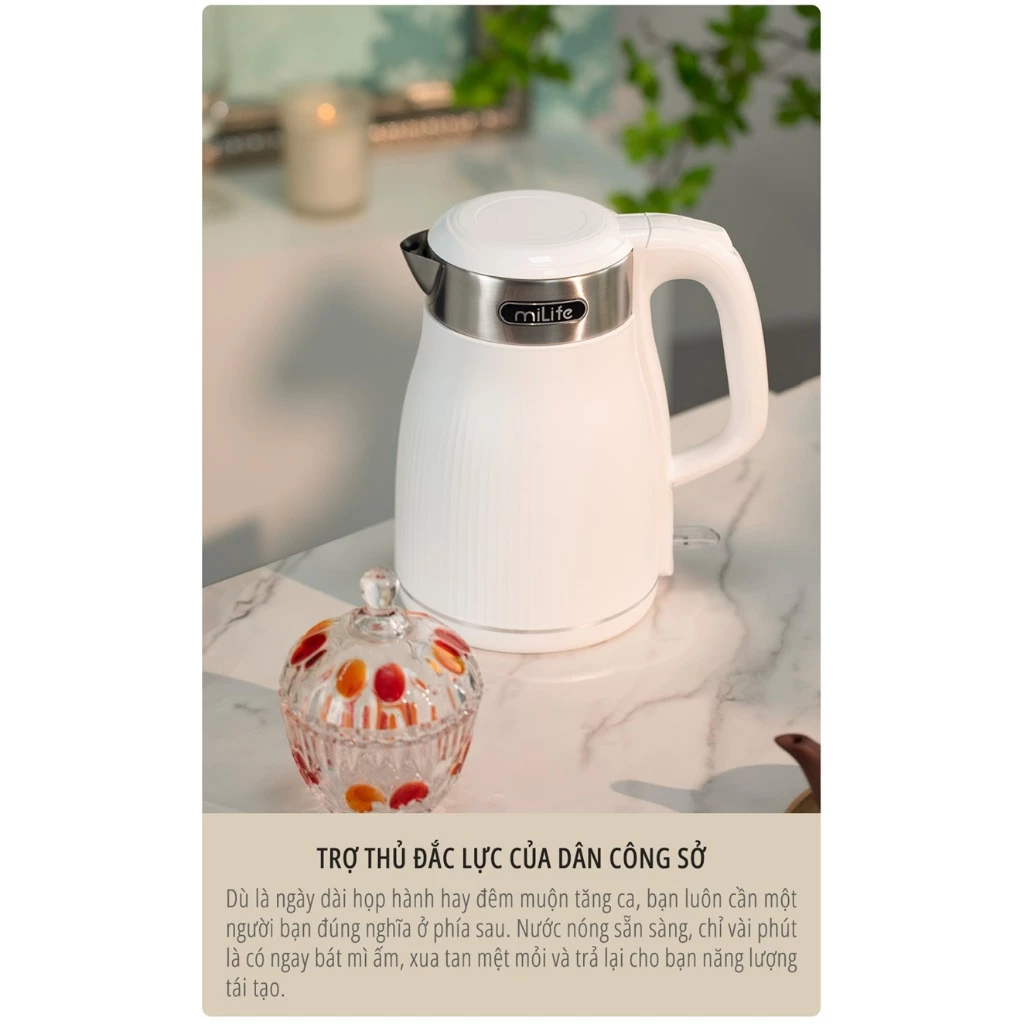 Ấm siêu tốc miLife N5 thiết kế tinh tế