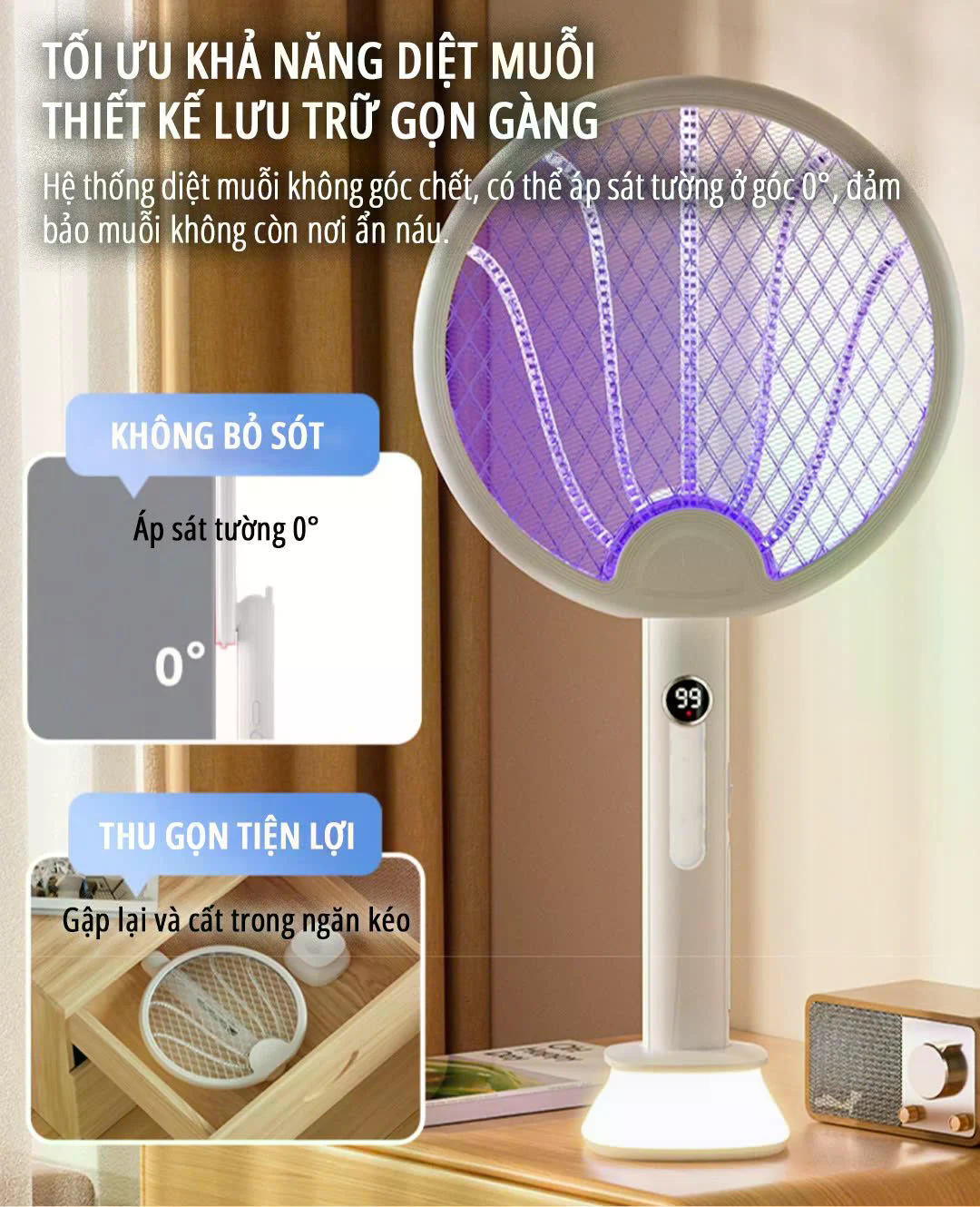 Vợt bắt muỗi kiêm đèn muỗi miLife B1 - Chính hãng - Ảnh 6