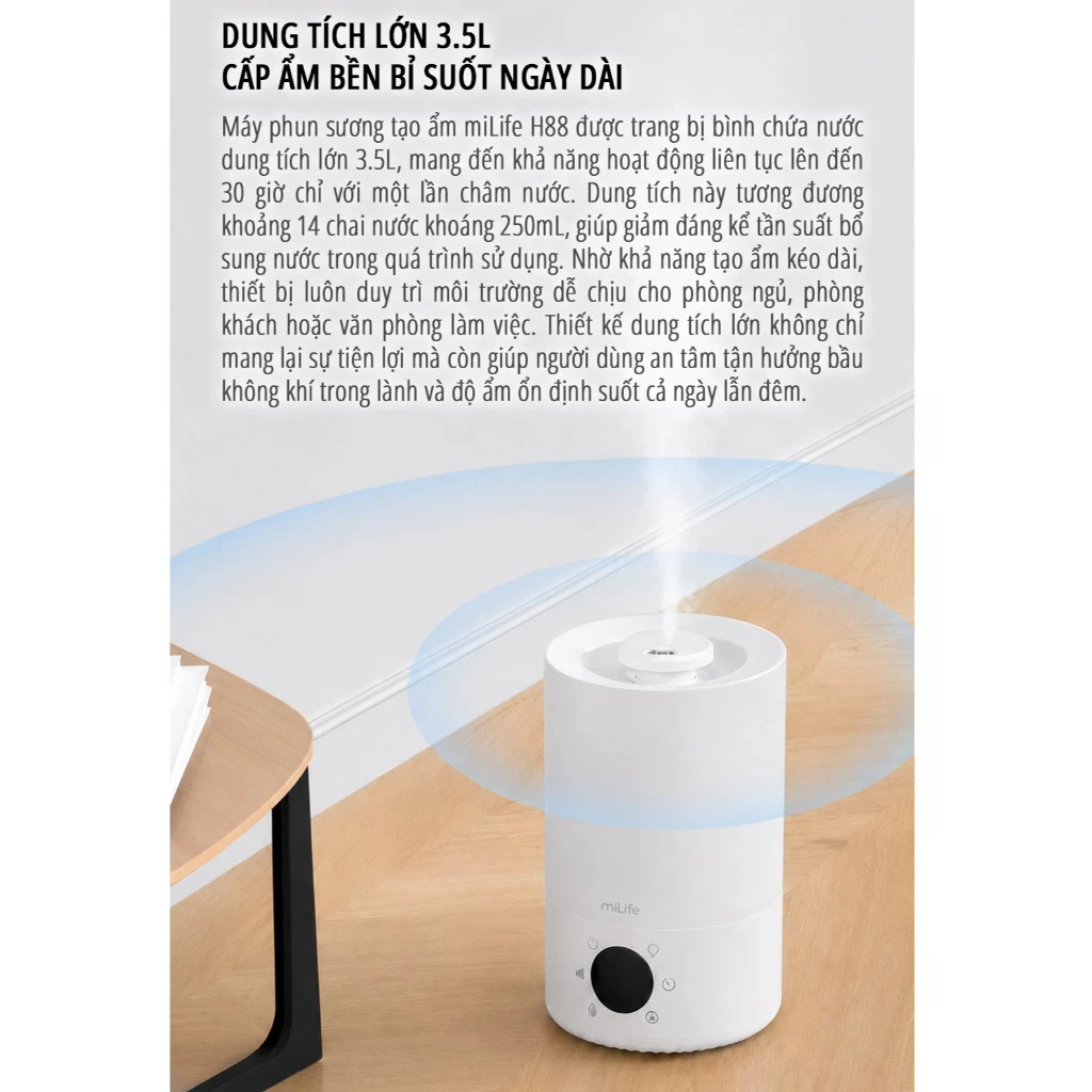 Máy phun sương tạo ẩm miLife H88 - Bảo hành 12 tháng - Ảnh 8